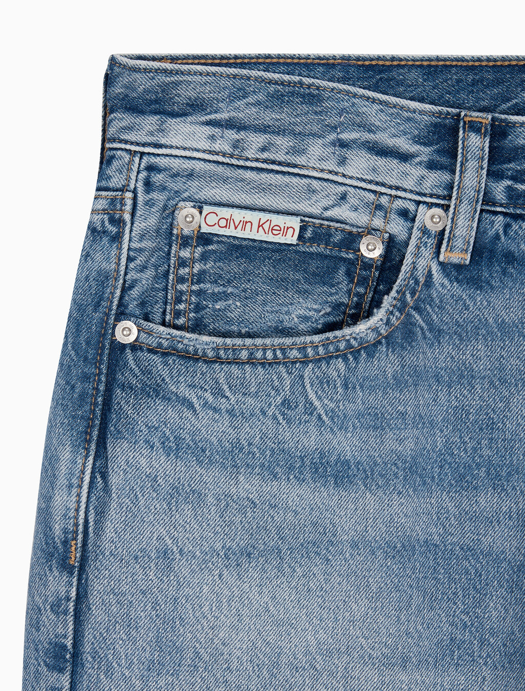 Buy 남성 스탠다드 스트레이트핏 미드블루 이탈리안 데님 in color MID BLUE BACK EMBRO