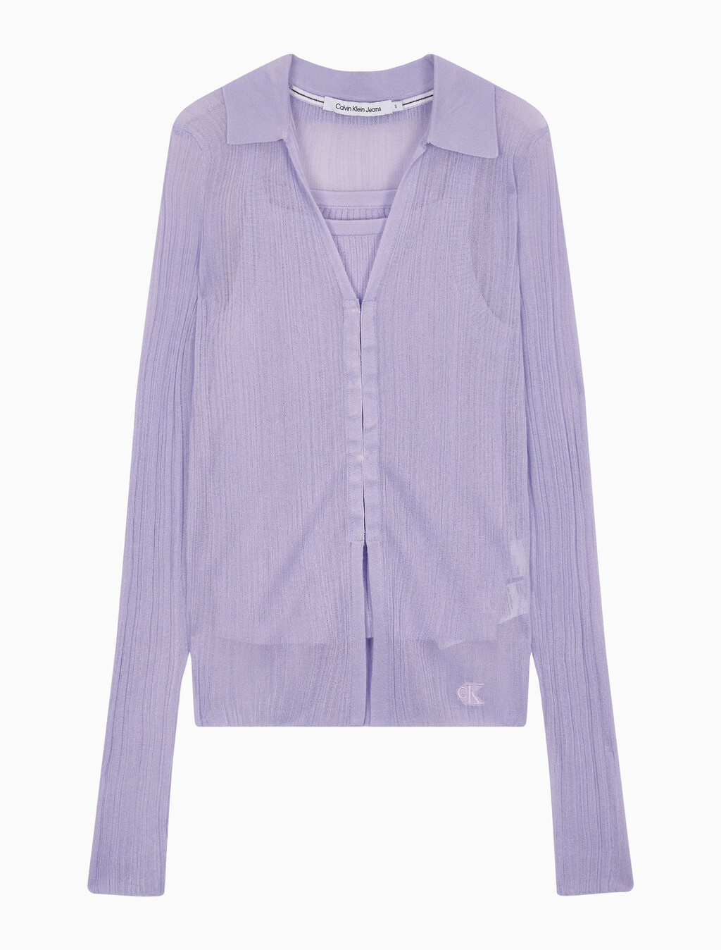 Buy 여성 2 IN 1 폴로 가디건 in color LILAC