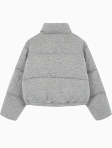 Buy 여성 크롭 니트 다운 푸퍼 in color GREY