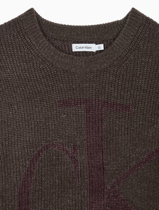 Buy 남성 긴팔 울 블렌드 로고 스웨터 in color DARK GREY