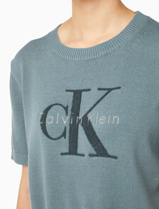 Buy 여성 청키 코튼 그래픽 풀오버 in color Mid Green