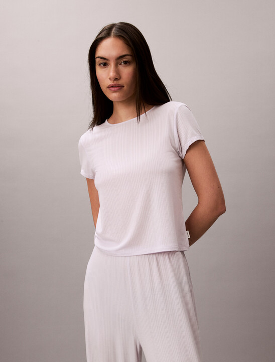 여성 모달 립 반팔 티