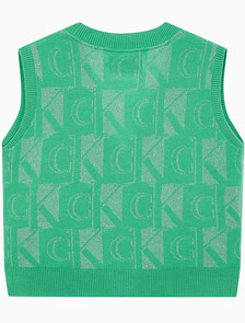 Buy 여성 프리미엄 라인 메탈릭 올오버프린트 베스트 in color GREEN