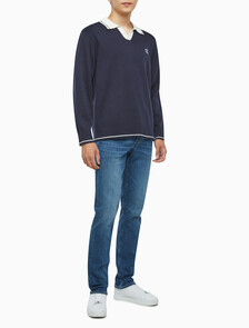 Buy 남성 오버사이즈 럭비카라 스웨터 in color NIGHT SKY