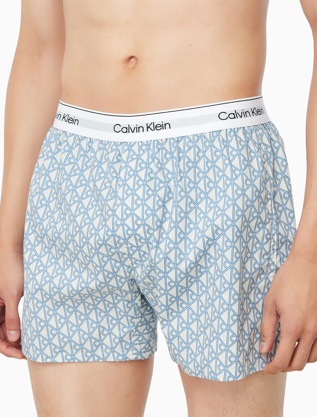 Buy 남성 코튼 포플린 박서 in color White Print