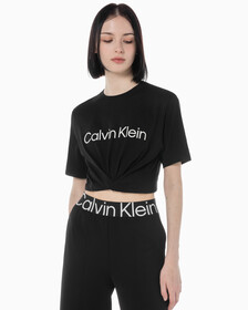 Buy 여성 릴렉스 핏 볼드 로고 반팔 티셔츠 in color BLACK