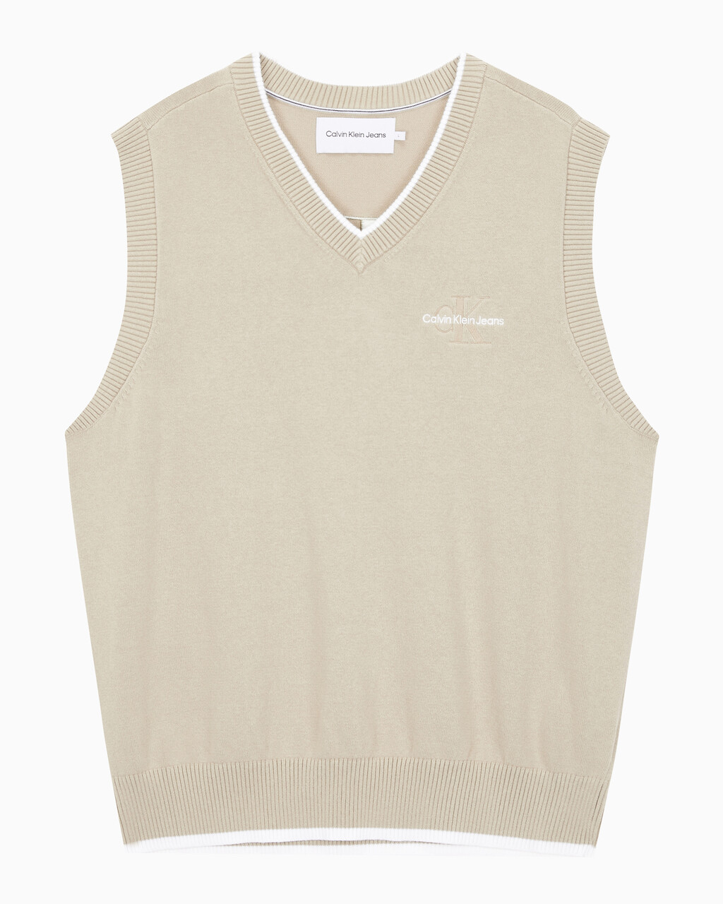 Buy 남성 엠보스드 스웨터 베스트 in color BEIGE