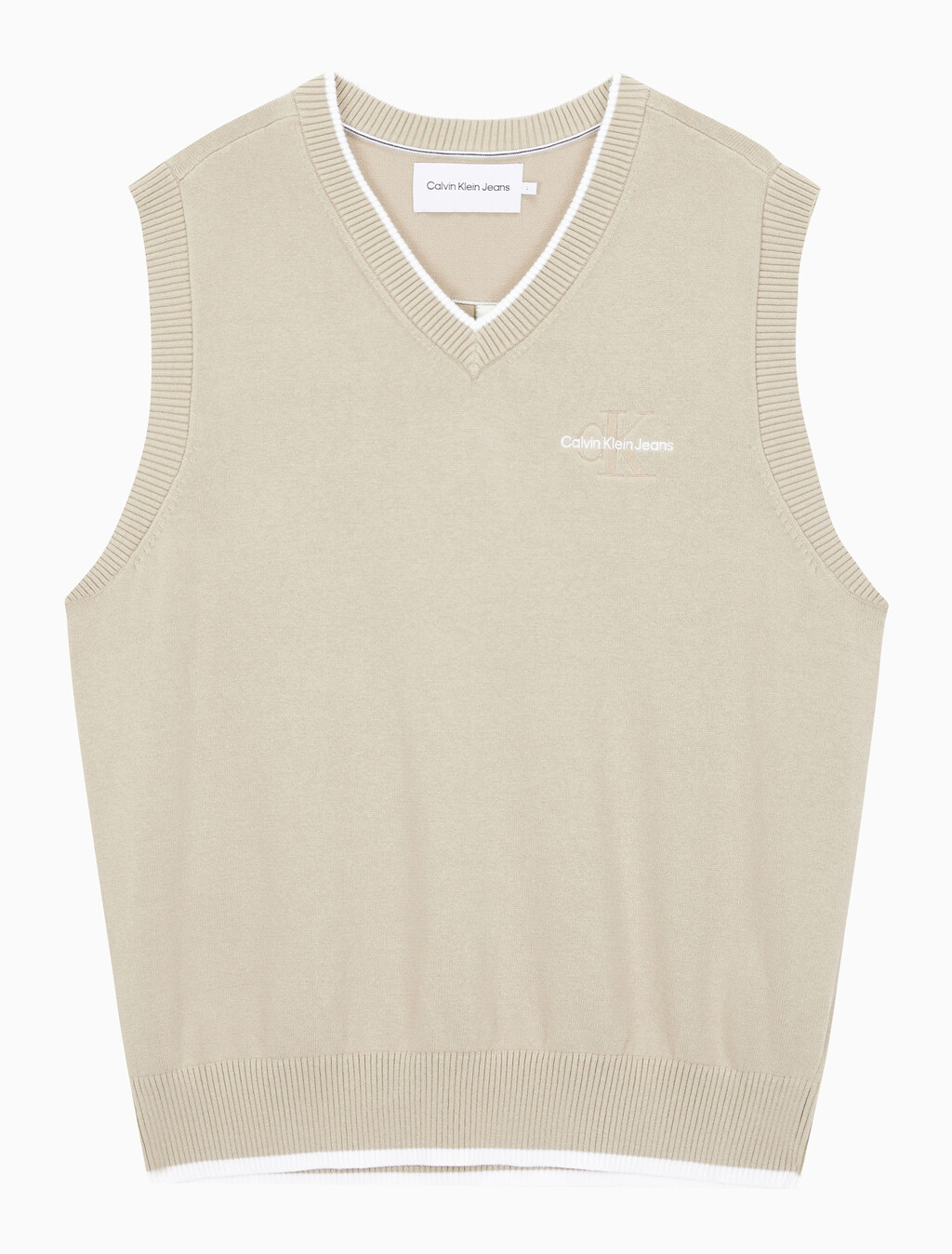 Buy 남성 엠보스드 스웨터 베스트 in color BEIGE