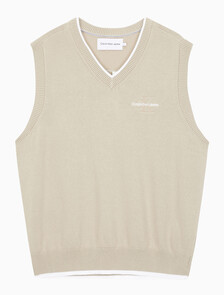 Buy 남성 엠보스드 스웨터 베스트 in color BEIGE