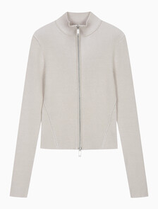 Buy 여성 L/S 풀 집업 스웨터 in color White
