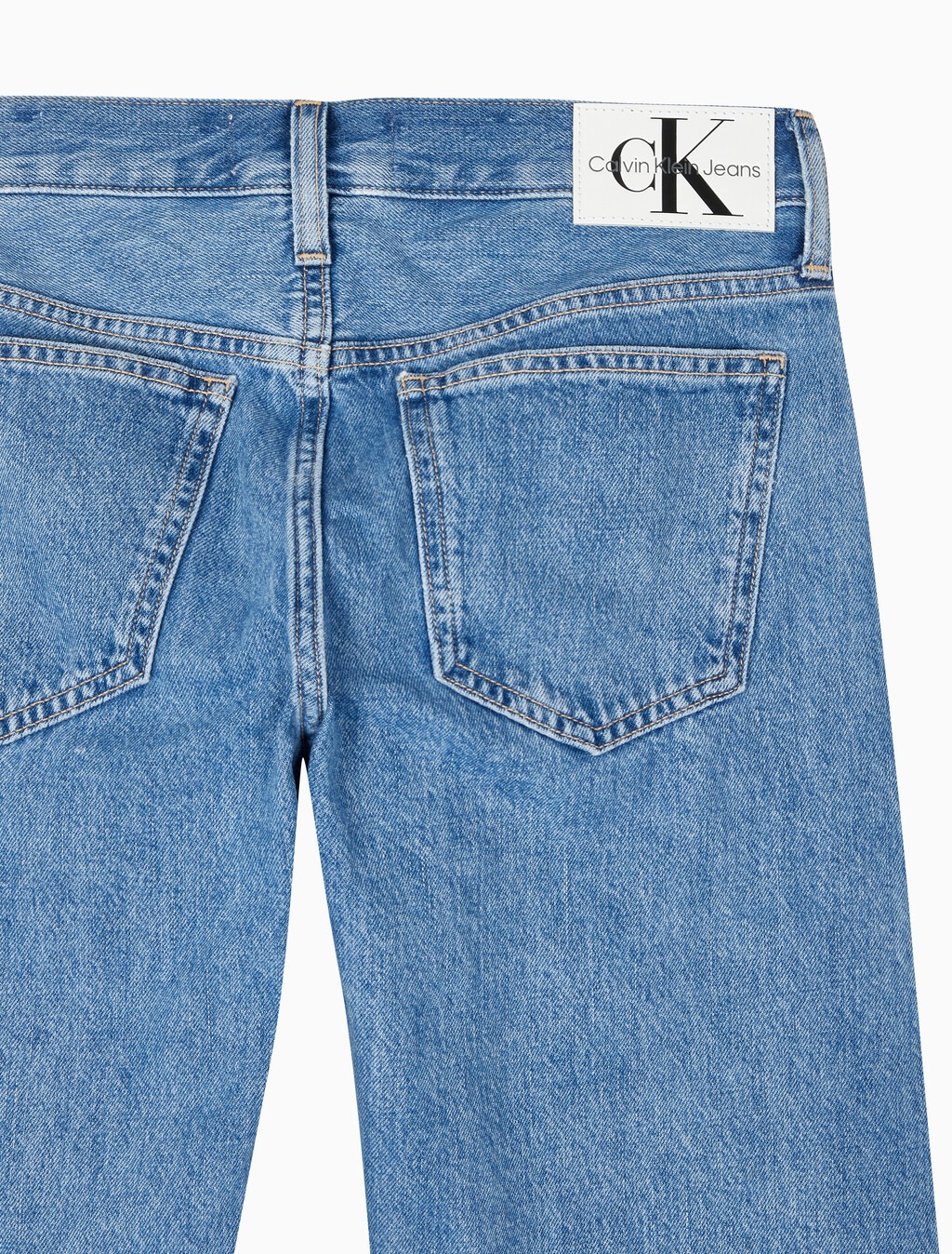 Buy 여성 로우라이즈 스트레이트핏 미드블루 데님 in color MID BLUE BACK EMBRO