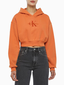 Buy 여성 미네랄 다이 모노로고 후디 in color ORANGE