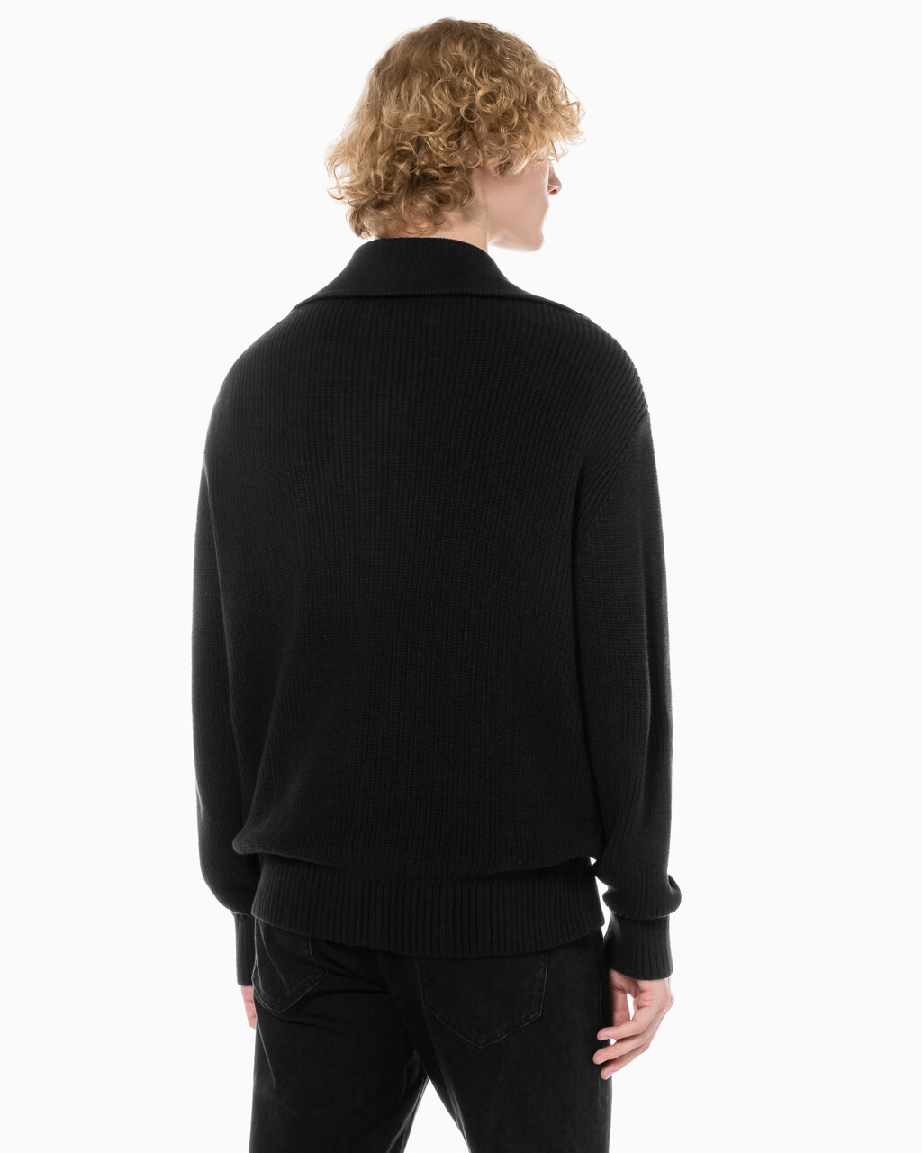 Buy 남성 립 집업 가디건 in color CK BLACK