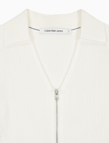 Buy 여성 반팔 집 폴로 스웨터 in color WHITE