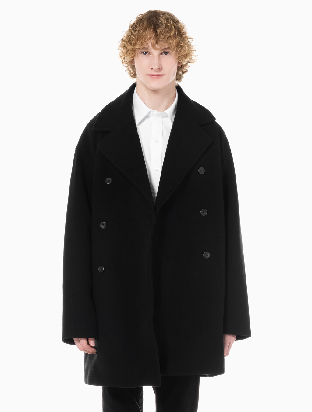 Buy 남성 롱슬리브 더블 버튼 피코트 in color BLACK BEAUTY