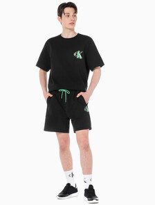 Buy 남성 시즈널 트리플 모노그램 스웨트 쇼츠 in color CK BLACK