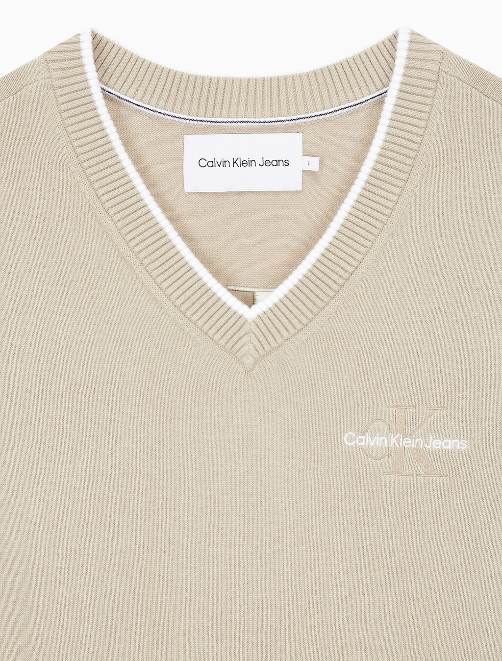 Buy 남성 엠보스드 스웨터 베스트 in color BEIGE