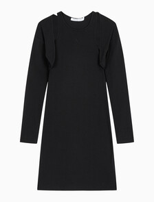 Buy 여성 2 IN 1 컷 아웃 립 드레스 in color CK BLACK
