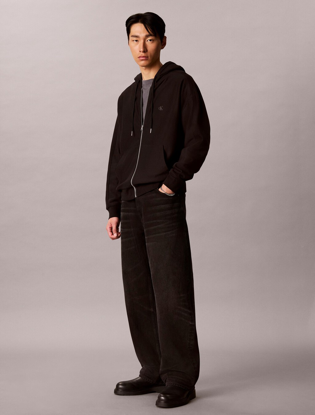 Buy 남성 셔츠 칼라 풀집업 자켓 in color BLACK