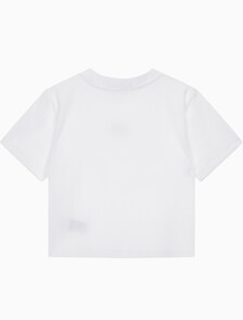 Buy 여성 로고 뱃지 크롭 반팔 티셔츠 in color BRIGHT WHITE