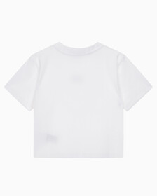 Buy 여성 로고 뱃지 크롭 반팔 티셔츠 in color BRIGHT WHITE