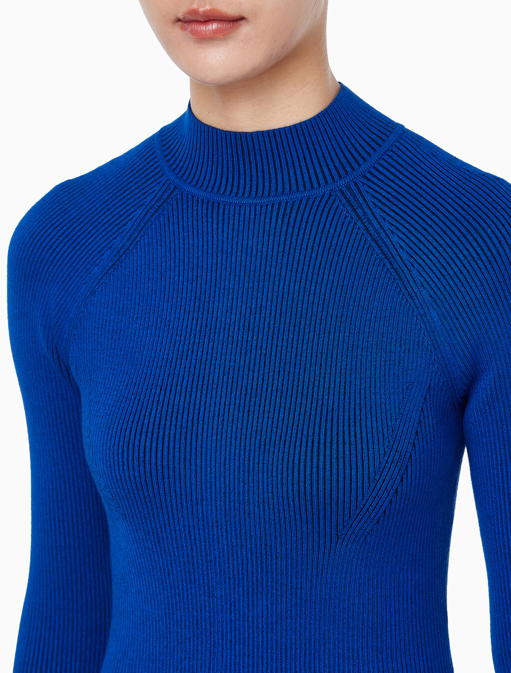 Buy 여성 L/S 모크넥 풀오버 스웨터 in color blue
