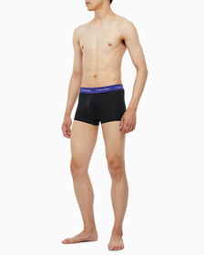Buy 남성 코튼 스트레치 3PK 로우 라이즈 트렁크 in color BLACK BODIES W/ PHANTOM GREY, SPECTRUM BLUE, VAPOROUS GREY WBS
