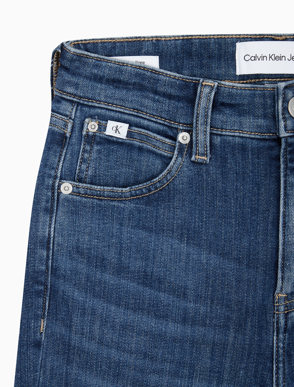 Buy 여성 플레어 핏 기모 다크블루 데님 in color BLUE BLACK HANGER LOOP