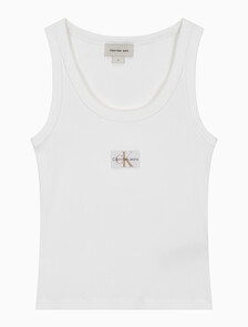 Buy 여성 우븐 라벨 립 탱크 in color BRIGHT WHITE