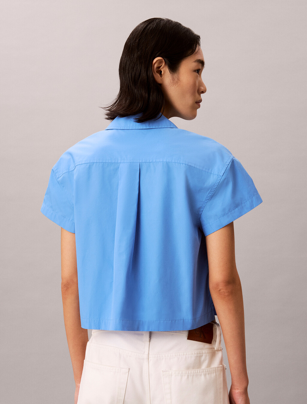 Buy 여성 팝플린 박시 셔츠 in color Blue