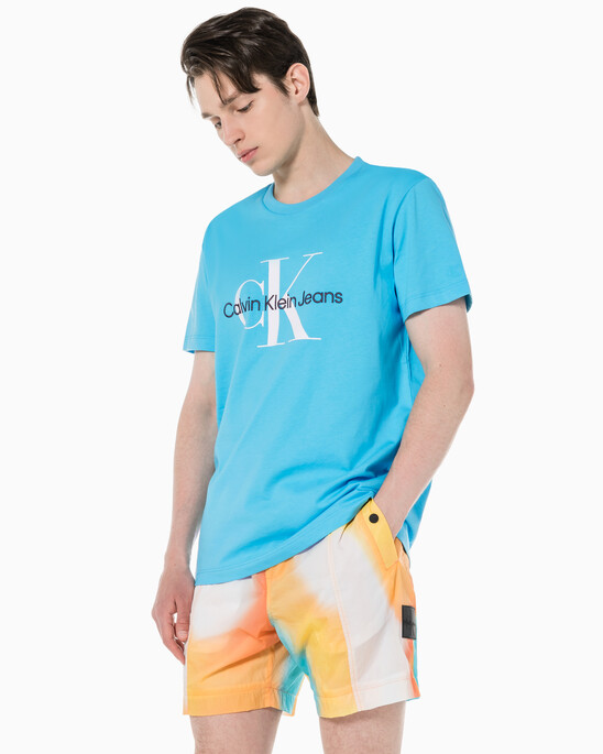 남성 레귤러핏 모노그램 엠브로이더 반팔 티셔츠