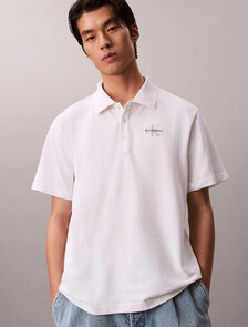 Buy 이지 모노로고 캐주얼 피크 폴로 티 in color BRIGHT WHITE