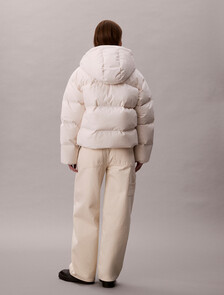 Buy 여성 미드 랭스 후드 다운 in color Ivory