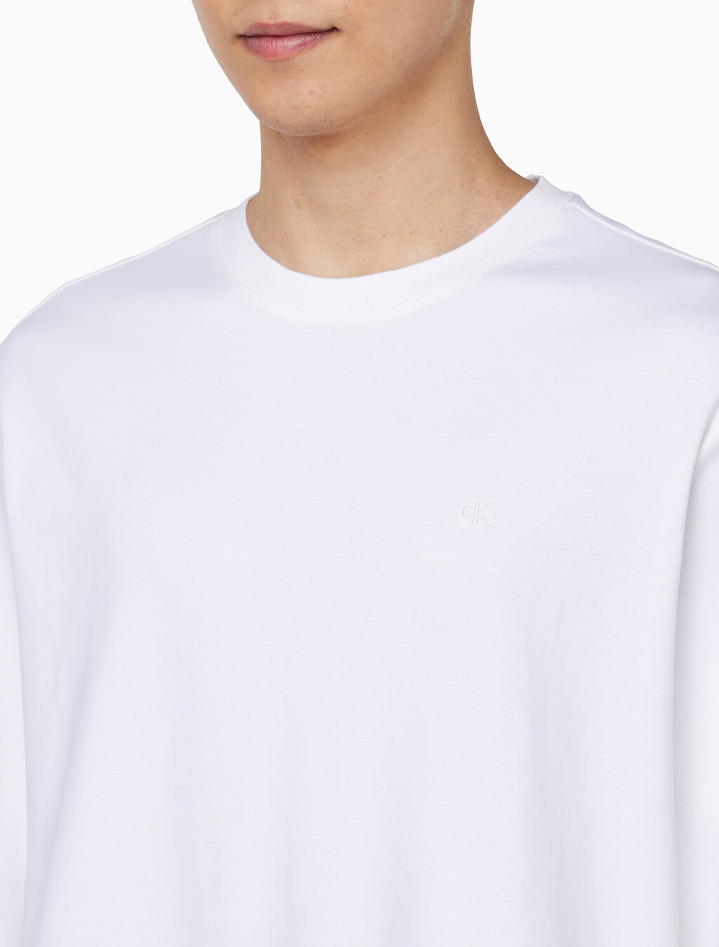 Buy 남성 클래식 핏 럭스 코튼 인터락 긴팔 티셔츠 in color BRIGHT WHITE