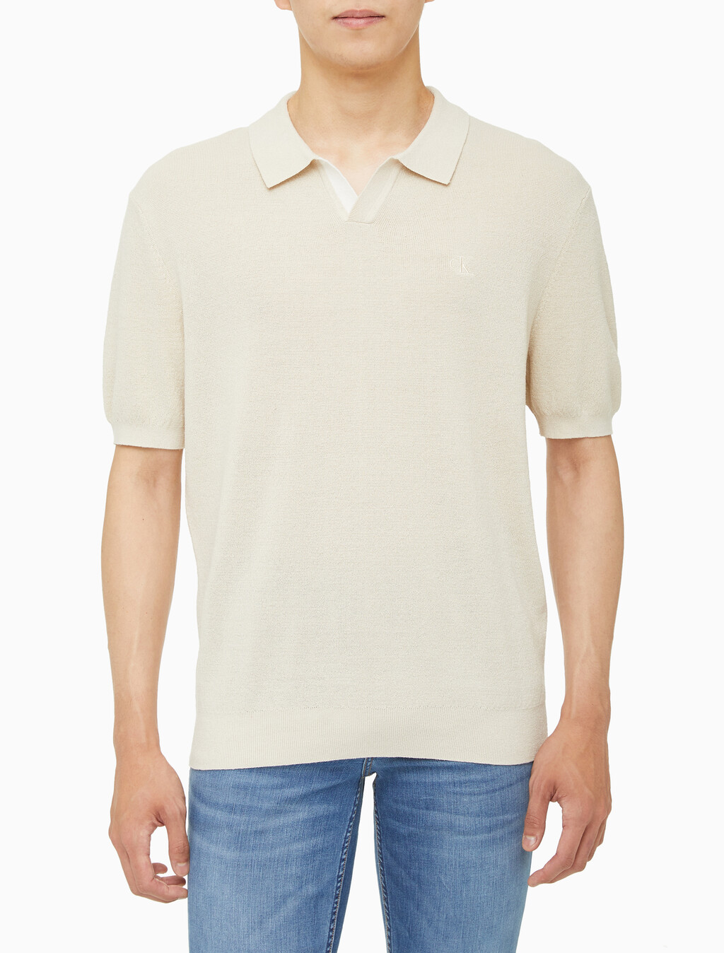 Buy 남성 엠브로이더리 로고 폴로 반팔 스웨터 in color BLUR FLORAL_BLACK