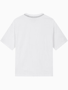 Buy 남성 릴렉스핏 탑스티치 패치 로고 반팔 티셔츠 in color BRIGHT WHITE