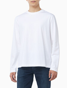 Buy 남성 릴렉스 핏 시즈널 모노그램 긴팔 티셔츠 in color BRIGHT WHITE