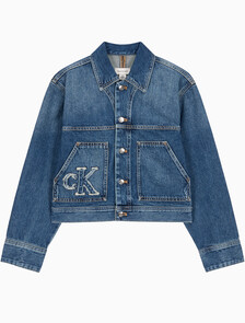 Buy 여성 워크웨어 CK 로고 데님 자켓 in color Mid blue