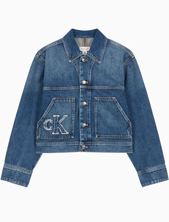 여성 워크웨어 CK 로고 데님 자켓