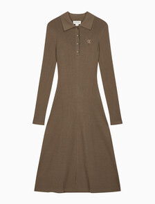 Buy 여성 플레어 맥시 립 폴로 드레스 in color BROWN