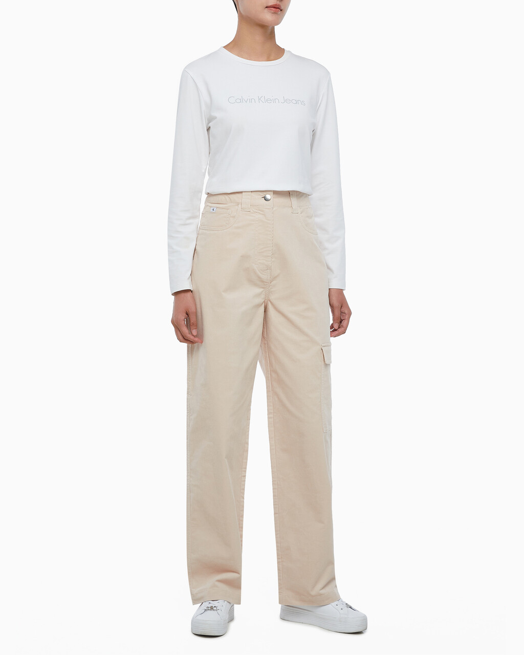 Buy 여성 하이라이즈 코듀로이 팬츠 in color PINK BEIGE