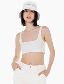 Buy 여성 레더패치 립 브라렛 in color GREIGE