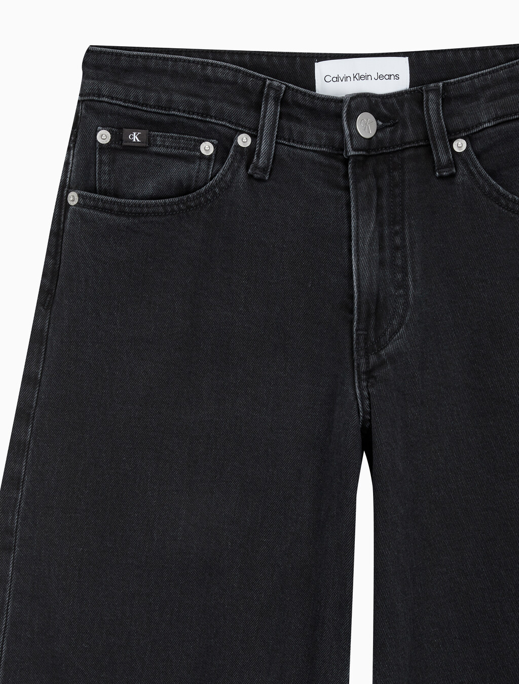 Buy 여성 로우라이즈 배기핏 블랙 데님 in color WASHED BLACK LOGO LACE