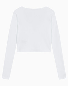 Buy 여성 스플리트 카라 립 롱 슬리브 in color BRIGHT WHITE