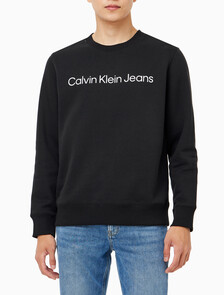 Buy 남성 레귤러핏 인스티튜셔널 로고 기모 스웻셔츠 in color CK BLACK