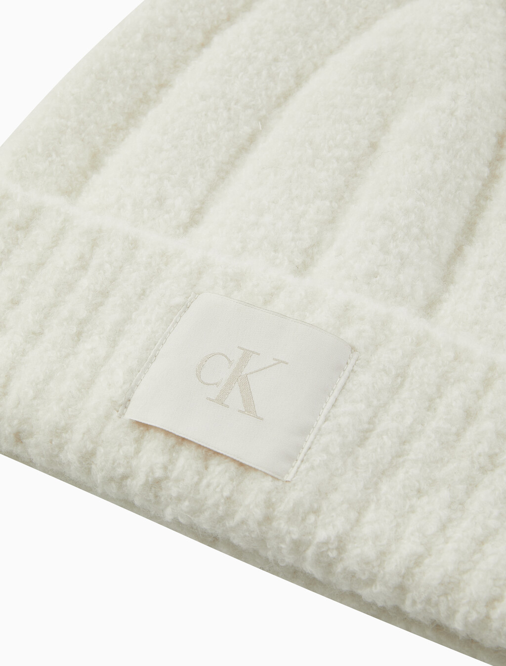 Buy 남녀공용 모노그램 패치 로고 부클 비니 in color Ivory