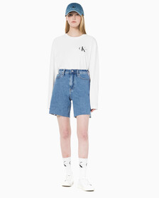 Buy 여성 버뮤다 맘핏 데님 쇼츠 in color 028A CHALKY BLU