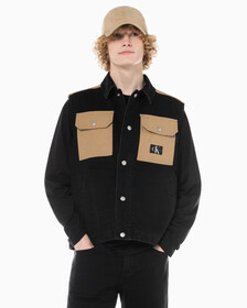Buy 남성 캔버스 포켓 데님 베스트 in color WASHED BLACK LOGO LACE
