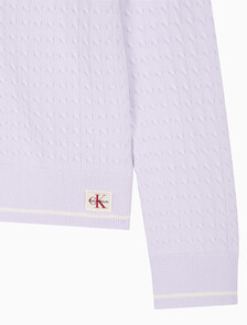 Buy 여성 우븐라벨 케이블 가디건 in color Light Pink