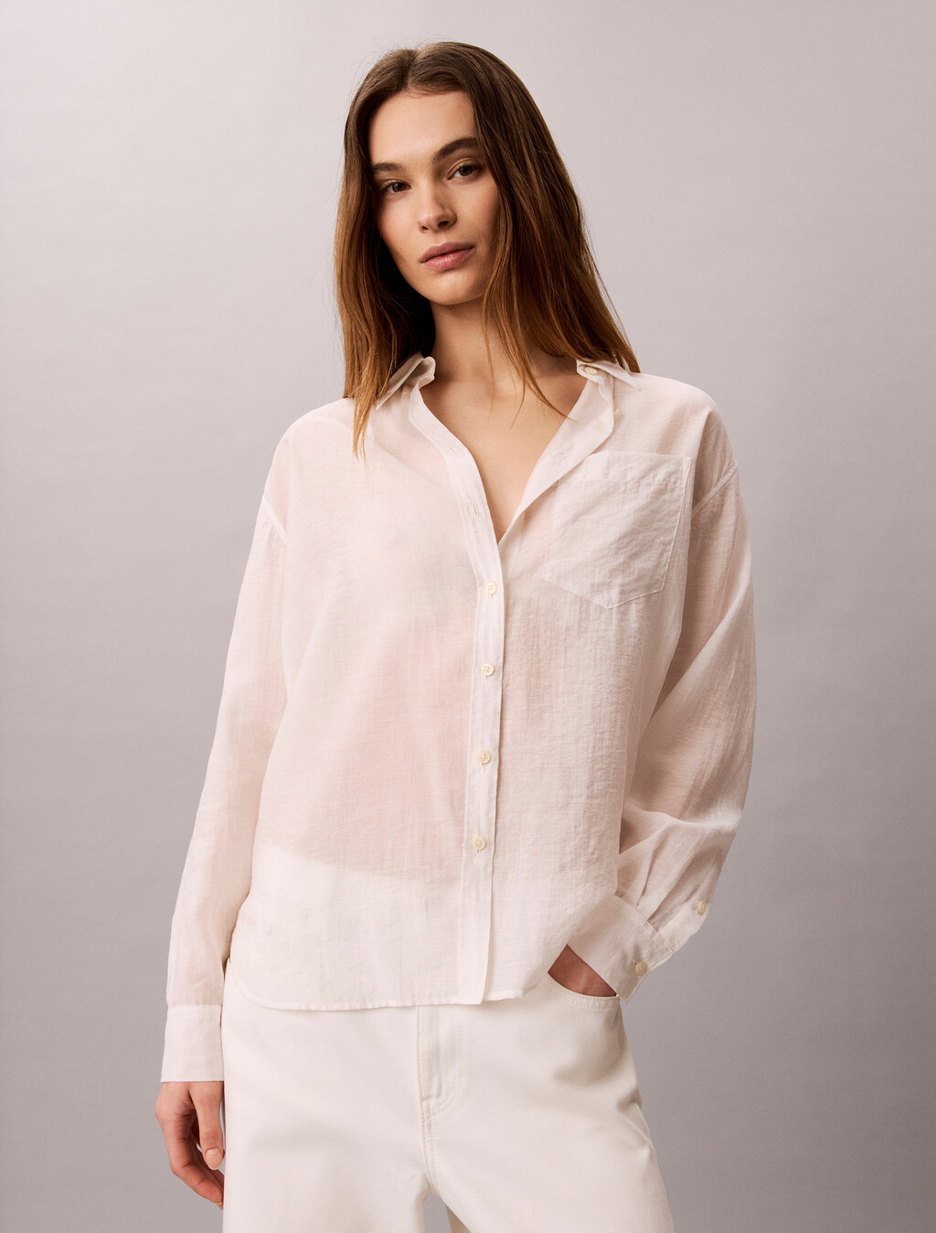 Buy 여성 릴렉스 셔츠 in color Sand White